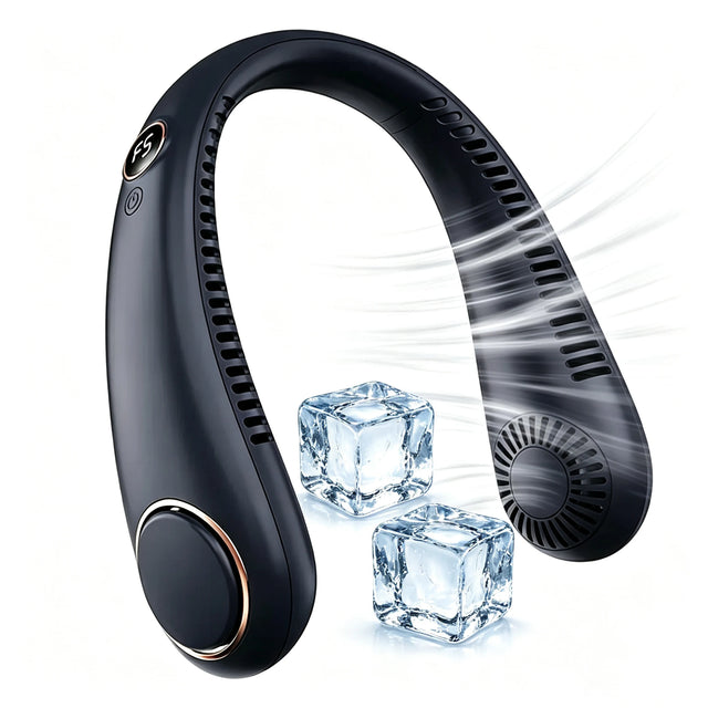 New Summer Portable Mini Hanging Neck Fan Bladeless Neckband Fan Digital Display Power Air Cooler USB Rechargeable Electric Fans