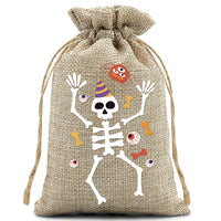 10pcs10X15cm Halloween Linen Drawstring Gift Bag Trick or Treat Party Children's Small Gifts Candy Packaging Storage Bag