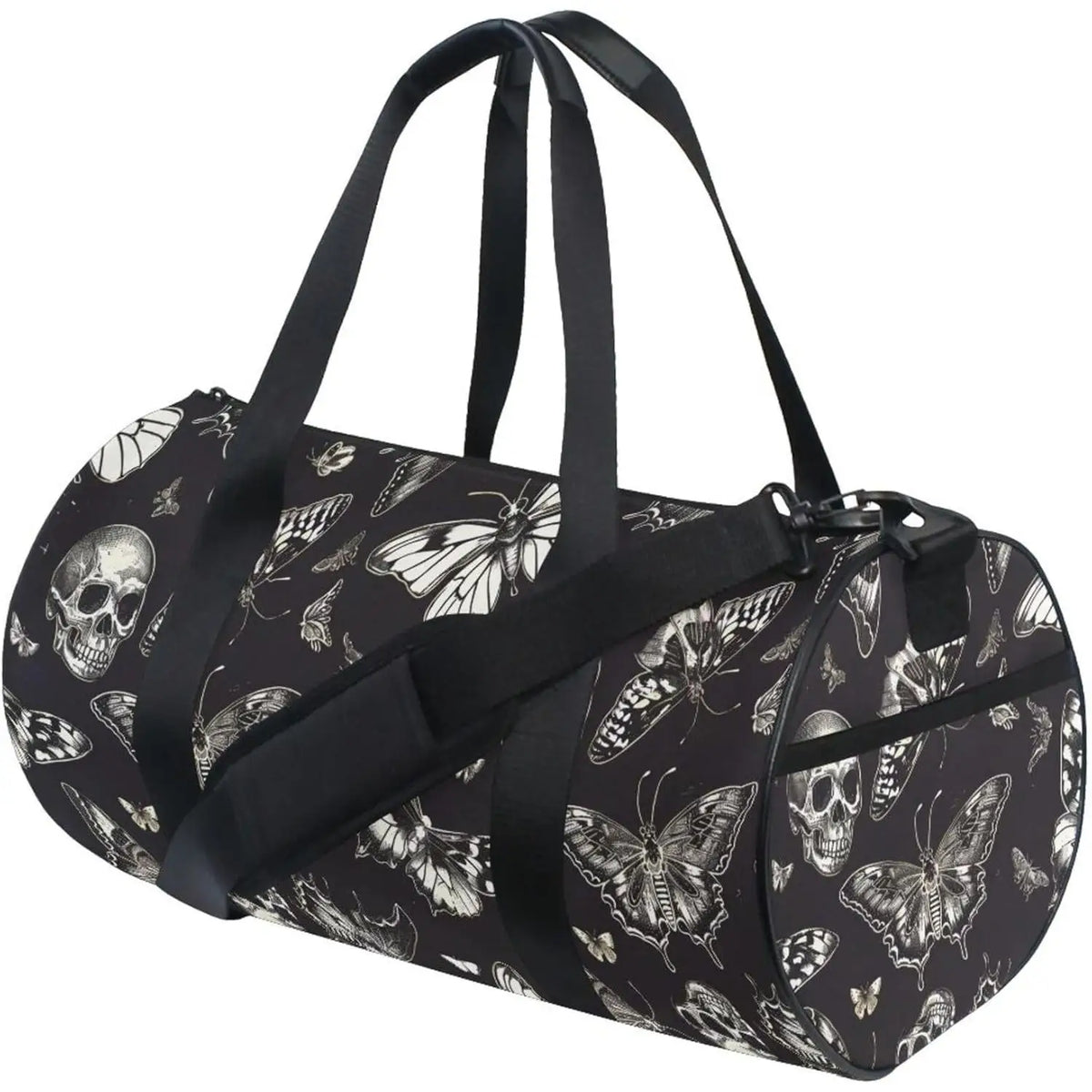 Sports Duffel Bags Gothic Skull Butterfly Athletic Gym Bag Overnight Workout Travel Tote Luggage for Men Women Yoga