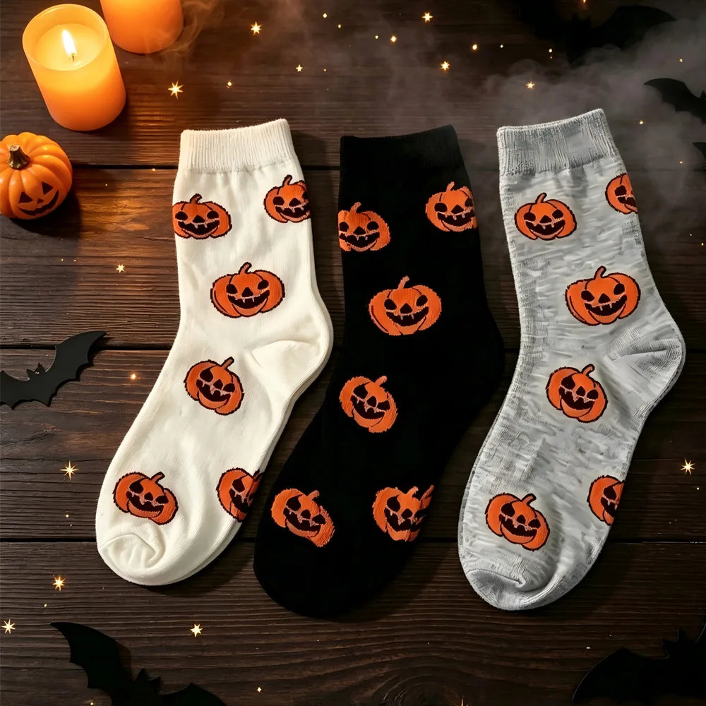 1/10 Pairs Halloween Pumpkin Socks for Men Women, Cute Cartoon Crew Socks, Funny Jack O Lantern Party Casual Holiday Socks