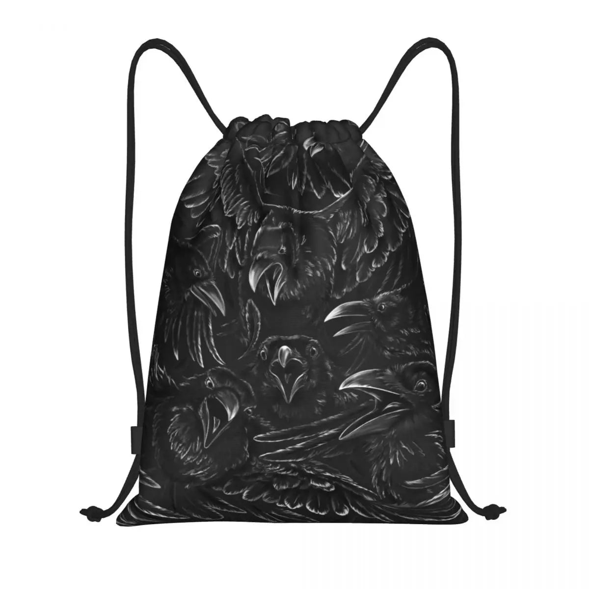Custom Raven Rage Drawstring Backpack Sports Gym Bag for Women Men Halloween Witch Gothic Scary Crow Training Sackpack
