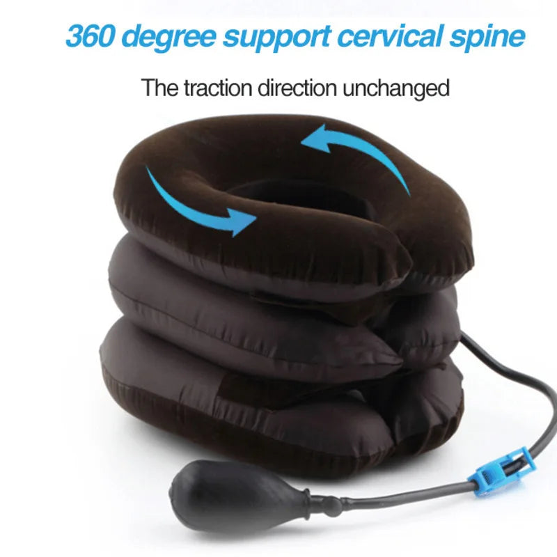 Inflatable Cervical Traction Collar Neck Pillows Adjustable Neck Support Brace Pain Relief  & Injury Recovery Stretcher