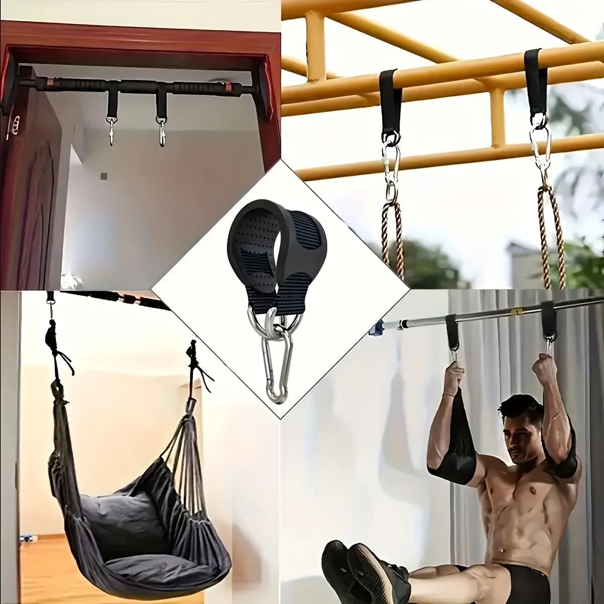2pcs 10Inch Multifunctional Anti-Slip Safety Belt Fitness Ring Horizontal Bar Double-Layer Belt Sandbag Swing Connection Belt