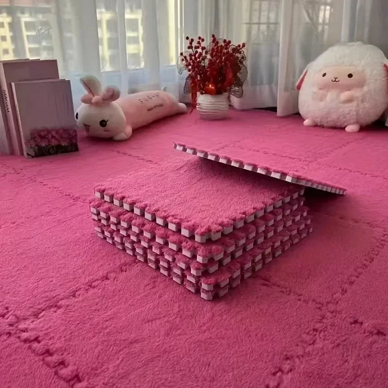 Plush Foam Interlocking Yoga Mat Tiles Thick Non-Slip Exercise Floor Cushioned Puzzle Mat for Home Gym Pilates Fitness Tatami