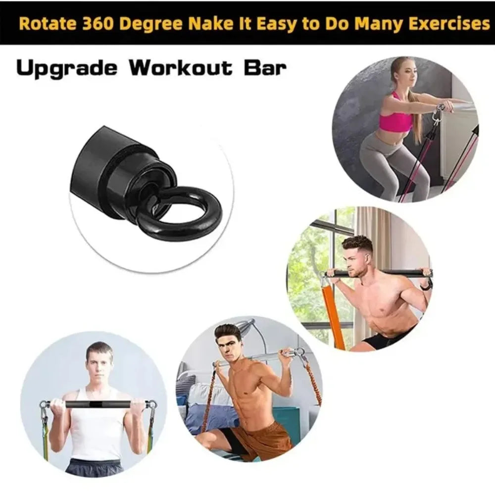 Multifunctional Pilates Resistance Bar Set Full Body Sculpting Home Fitness Tool for Squats and Strength Training