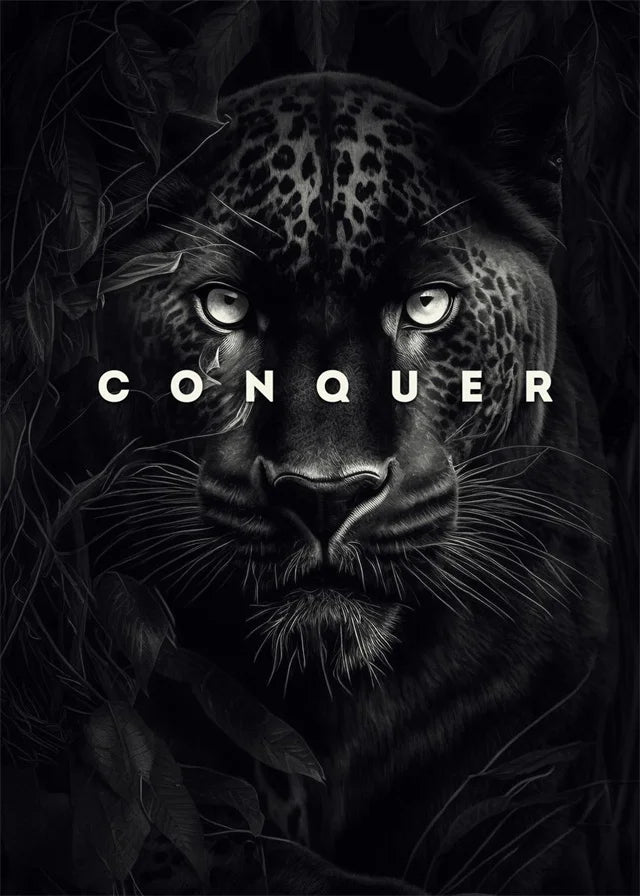 Animal Motivation Poster Panther Lion Motivational Canvas Posters Prints Canvas Painting Focus Conquer Fearless Mural Wall Decor