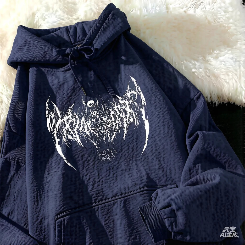 Unisex Skull Printed Hoodie Gothic Punk Style Long Sleeve Sweatshirt for Men Women Black Fashion Cool Hooded Pullover 2025