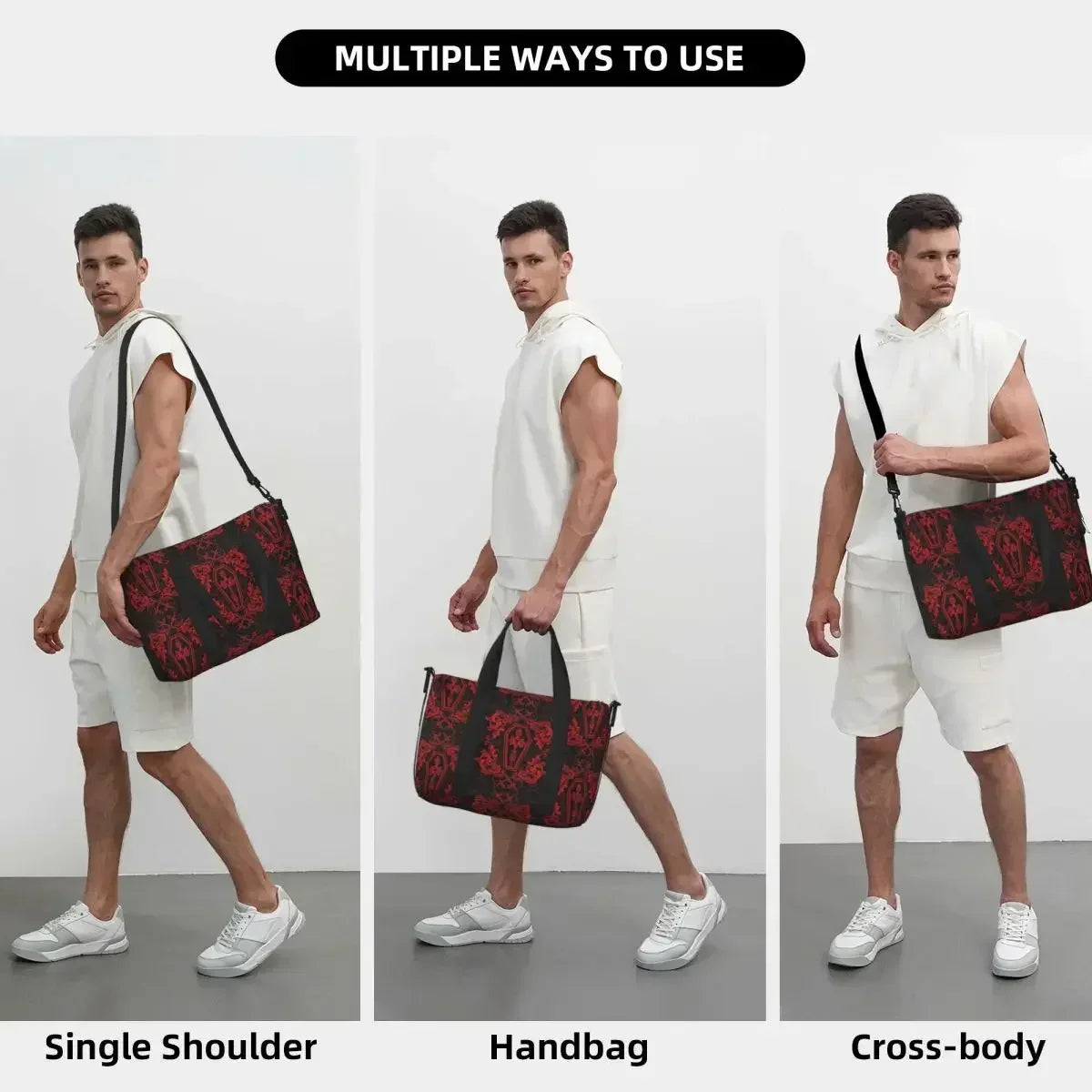 Gothic Vampire Halloween Haunted Mansion Beach Travel Bag Large Capacity Tote Bags for Yoga Women Shopping Duffle Shoulder Bag