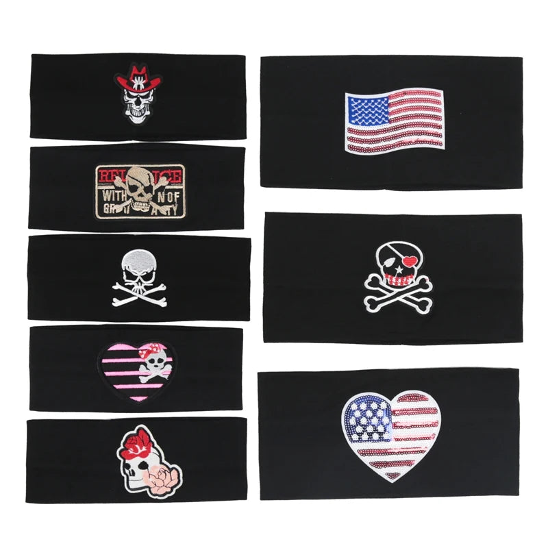 Unisex Punk Girl Skull Out Eyelets Wide Elastic Headband Halloween Rock Steampunk for Sport Women Men Headbands Hair Accessories