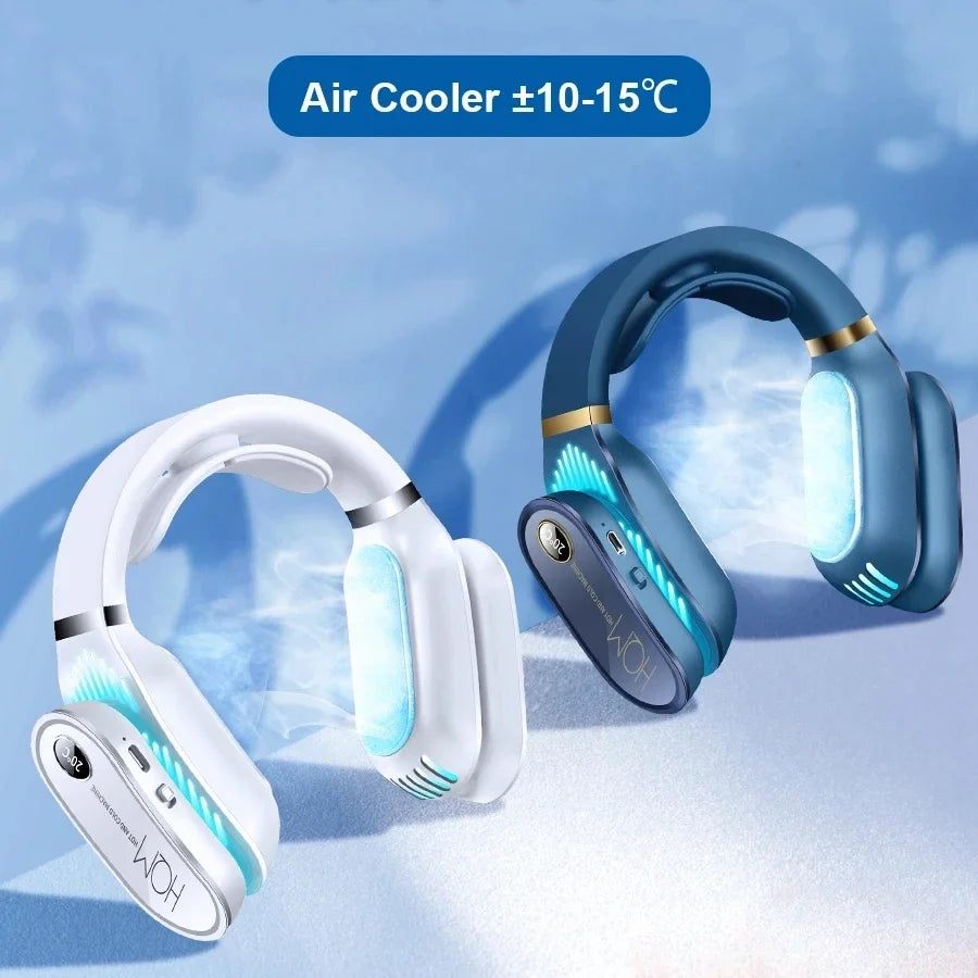 Portable Neck Fan Summer Air Cooler Bladeless Fan USB Leafless Fans Cooling Conditioner Wearable Neckband Fan With Warm Heater