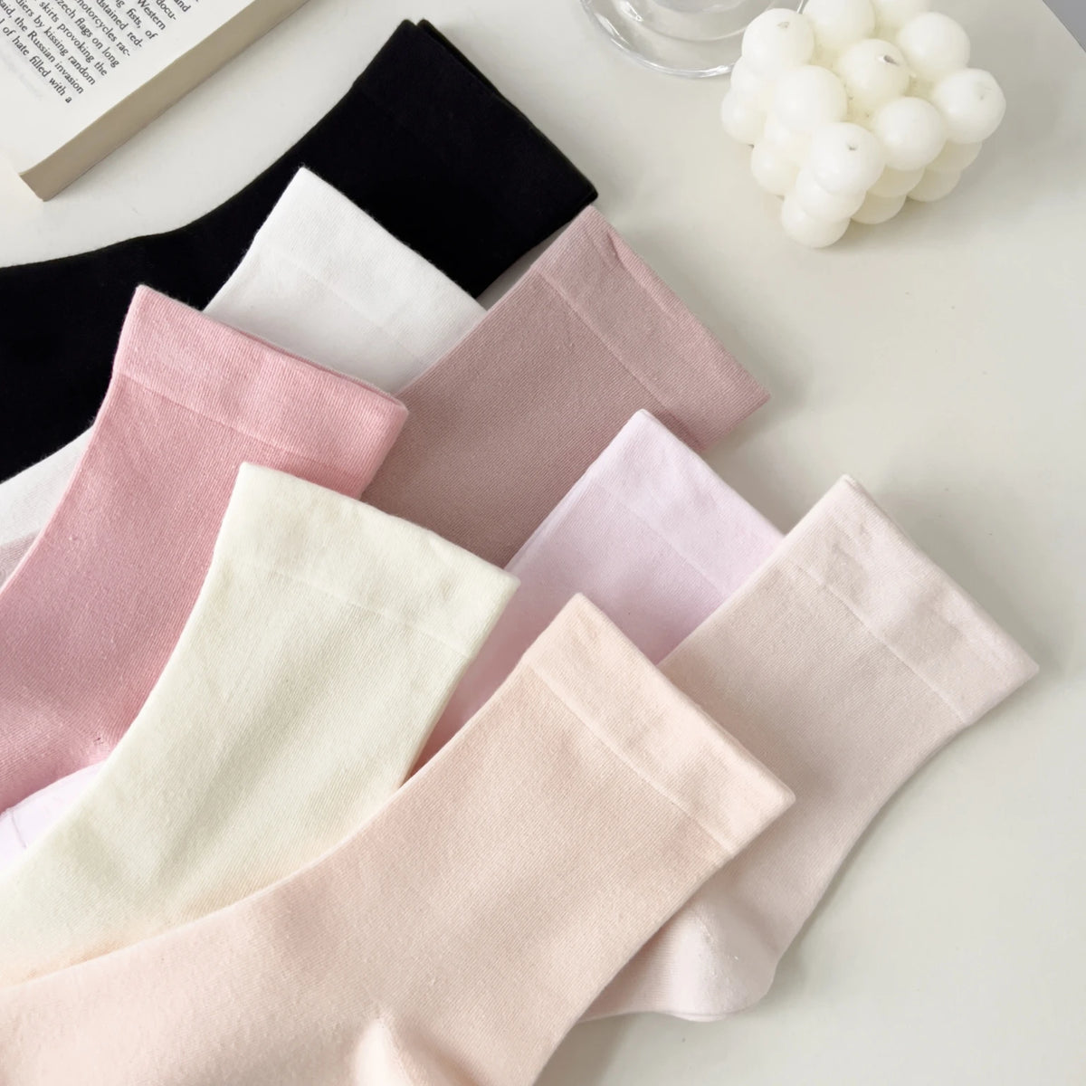 Pure Cotton Seamless Women's Mid-Calf Socks, Spring/Autumn Loose Fit Postpartum Socks