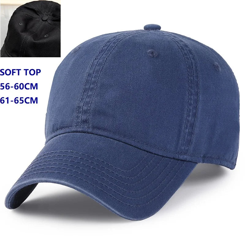 Men Women Oversize XXL 100% Cotton Baseball Cap, Large Hat for Big Heads 56-63cm (23.5'-25.5'), Adjustable Plain Dad Cap