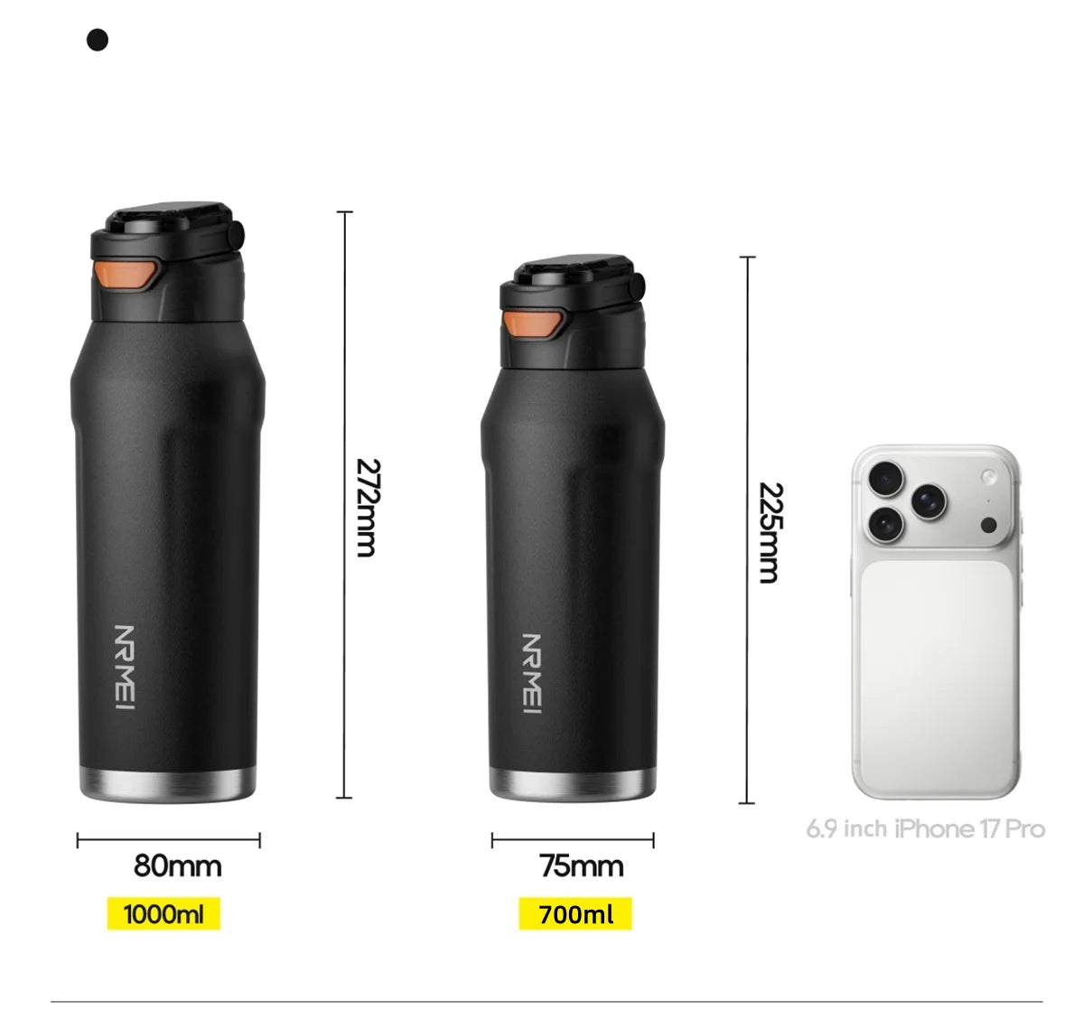 700ml 1000ml Stainless Steel Tumble Cycling Keep Heat and Cold Water Bottle Sports Kettle Straw Handle Fitness Cup