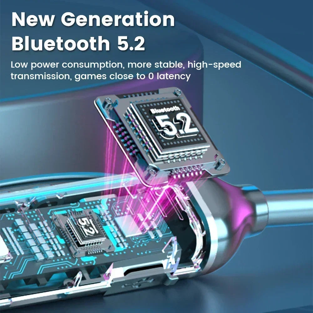 K58pro Wireless Earphones Bluetooth 5.3 Neckband Headphones Gaming LED Display HIFI Headset Sports TWS Earbuds With Mic TF Card