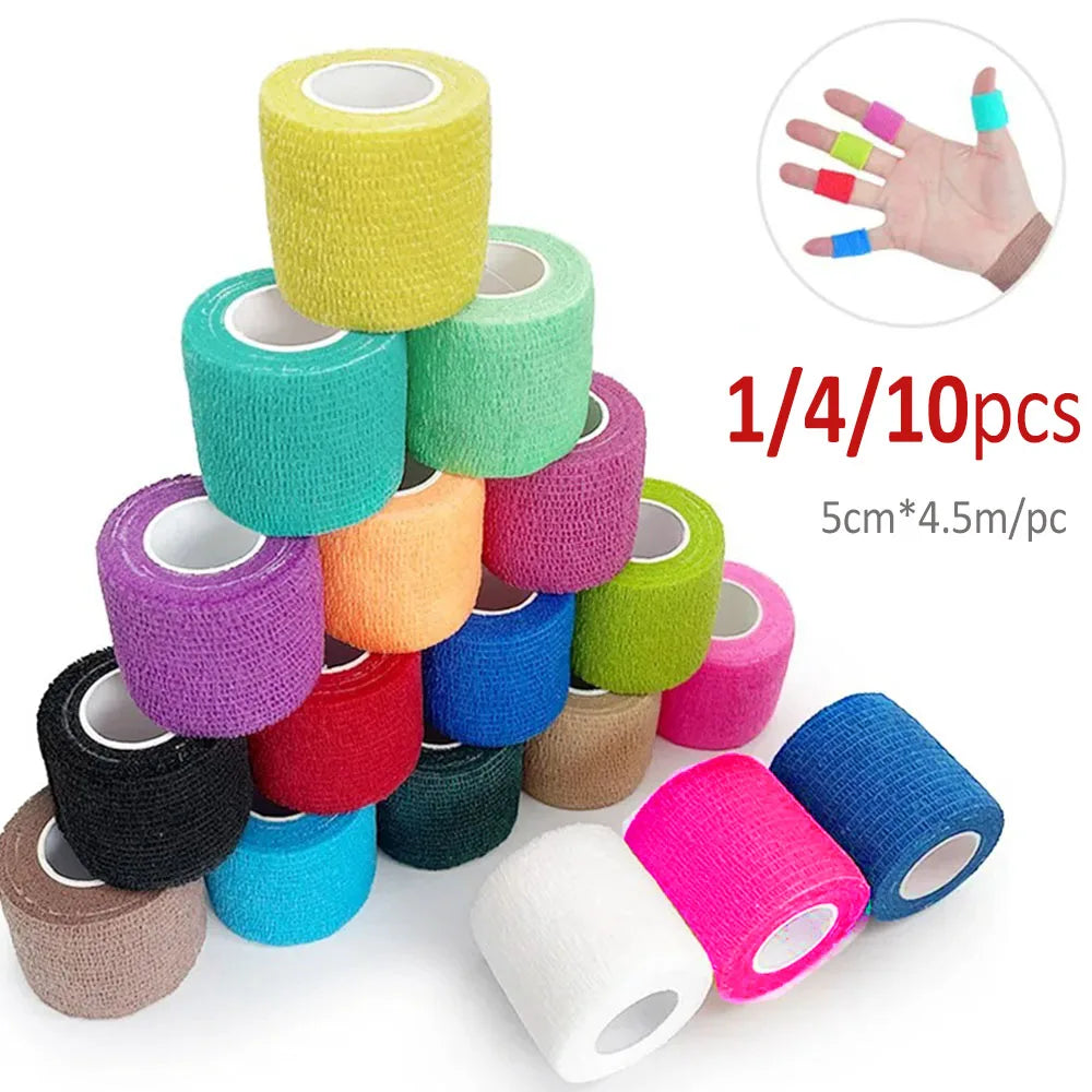1/4/10pcs Elastic Self-Adhesive Athletic Tape Bandage 5cmx4.5m Non-Woven Universal Fit for Sports Foot Support Joint Protection