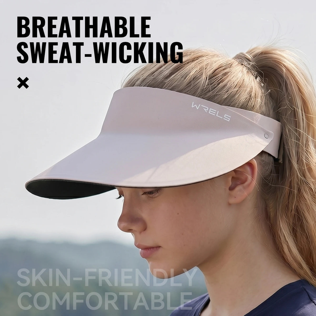WRELS Sports Sun Visor Hat UV Protection Wide Brim Summer Beach Cap Ponytail Golf Tennis Baseball Running Outdoor Topless