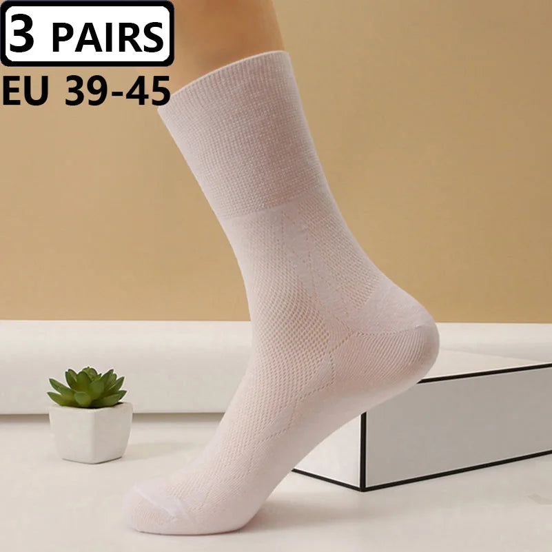 3 Pairs Plus Size EUR 45-50 Prevent Varicose Veins Socks Mens Diabetics Patients Cotton Loose Mouth Sock Man Women Comfort Meias
