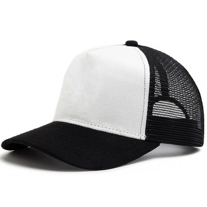 Unisex Hot Selling 5 Panel Mesh Suede Trucker Hat Men High Quality Baseball Cap Spring Summer Breathable Adjustable Sports Hats
