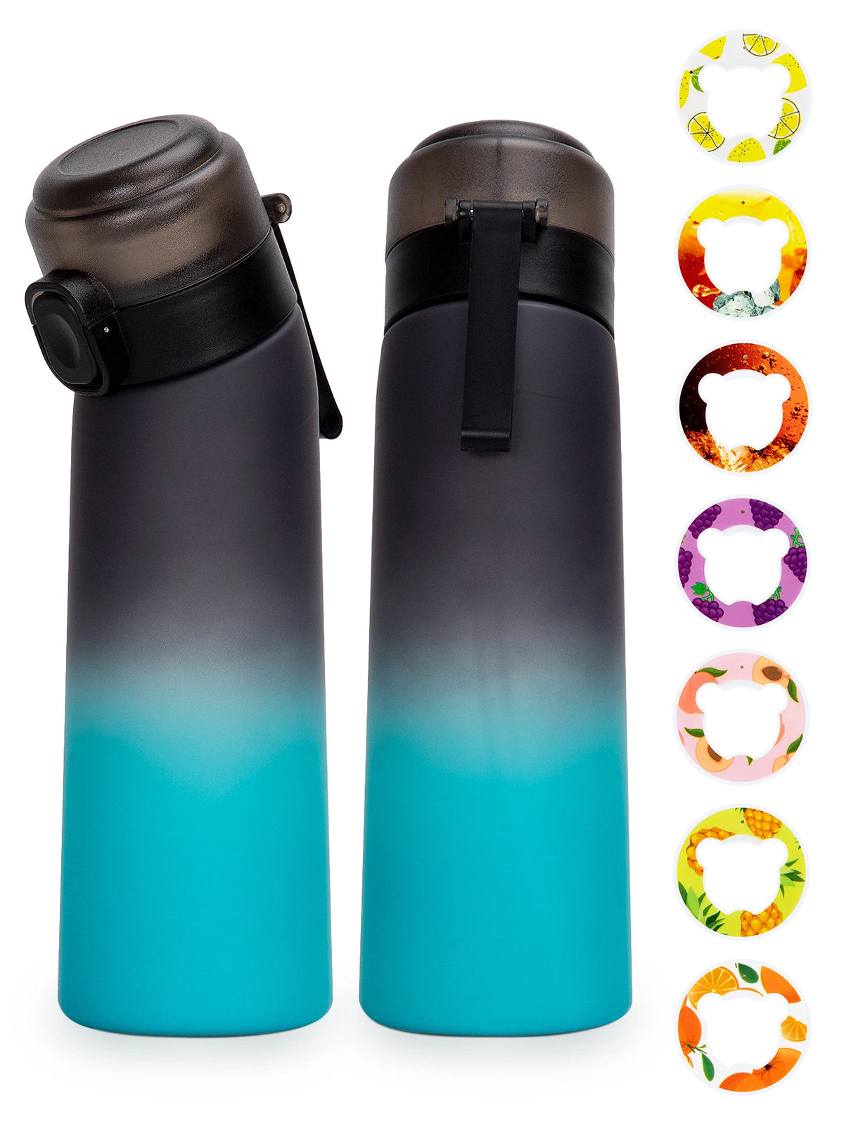 1pc 650ml Flavored Water Bottle with Random 1 Flavour Pods Air Water Bottle Frosted Black Air Camping Fitness Sport Cup