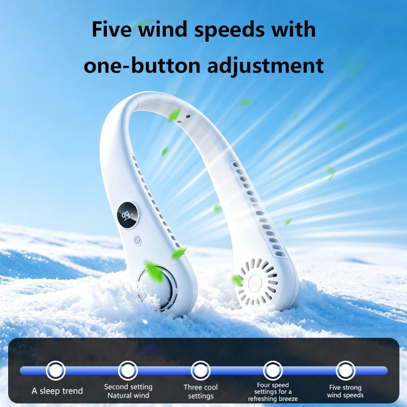 Lenovo Bladeless Neck Fan, Portable USB Rechargeable Hands Free Wearable Cooling Fan Long Battery Life Outdoor Travel Turbo Fan