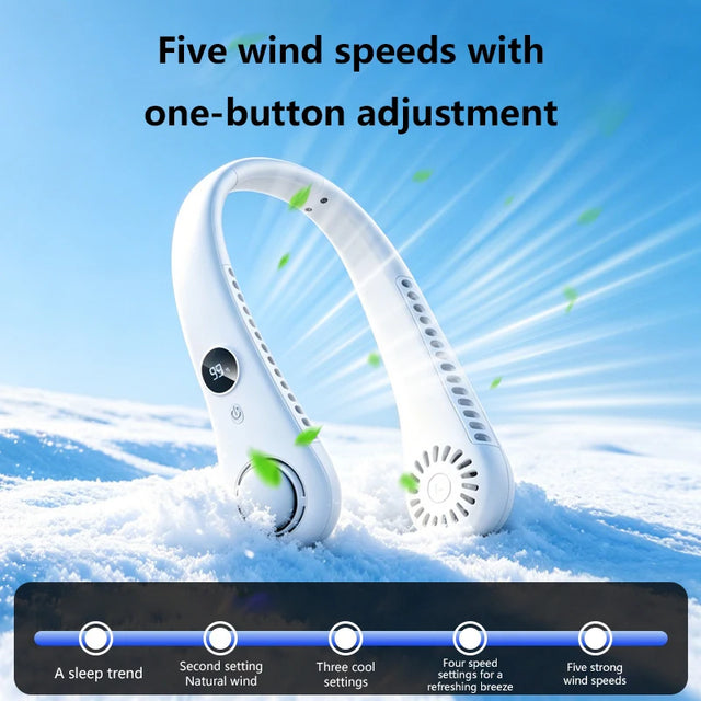 Lenovo Bladeless Neck Fan, Portable USB Rechargeable Hands Free Wearable Cooling Fan Long Battery Life Outdoor Travel Turbo Fan