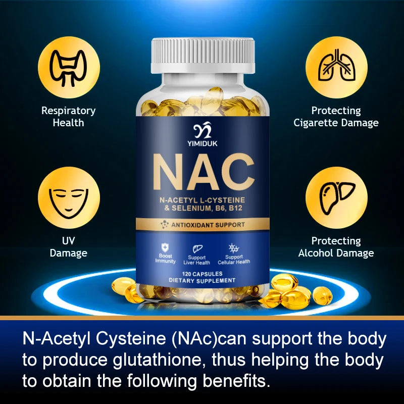 NAC Glutathione Capsules N-Acetyl Cysteine 1200 mg Support for Liver, Lung | Amino Acid, Easy to Absorb