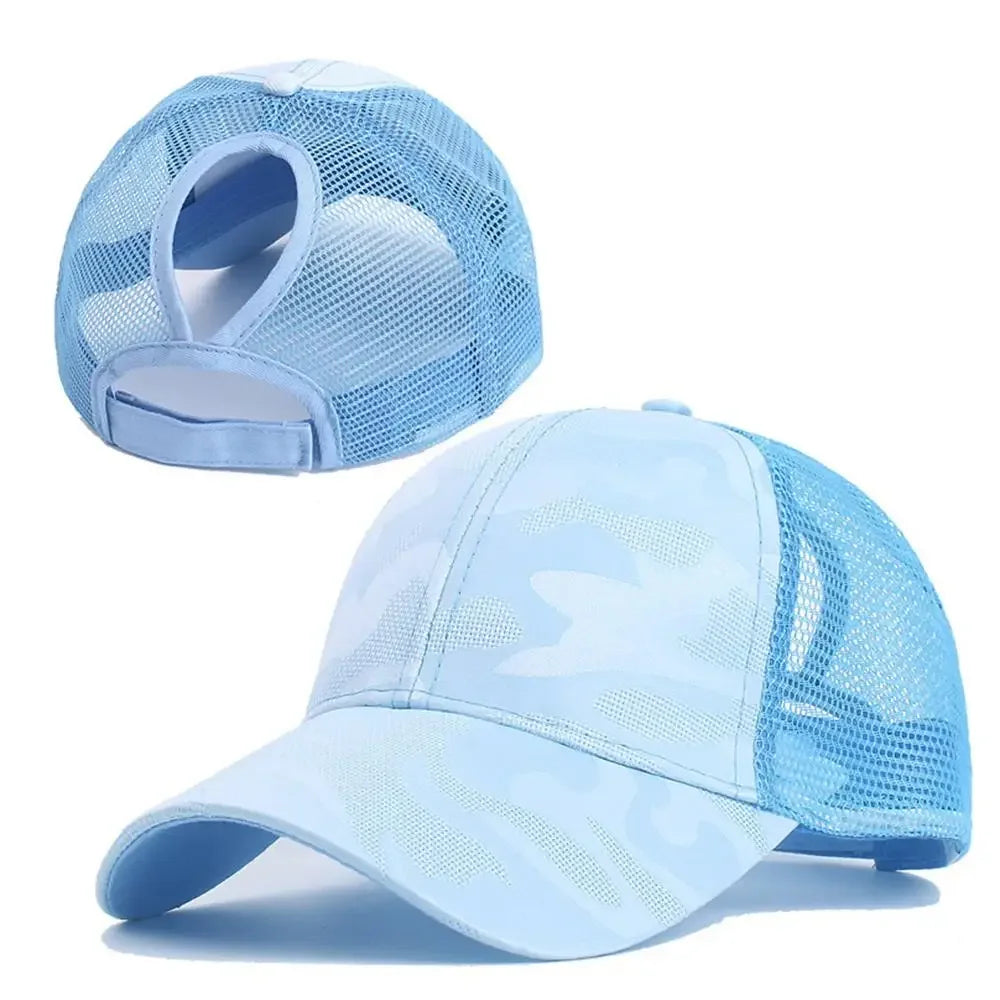 Summer Mesh Baseball Caps for Women Men Adjustable High Ponytail Hats Messy Cap Quick-Drying Hollow Snapback Sports Baseball Hat