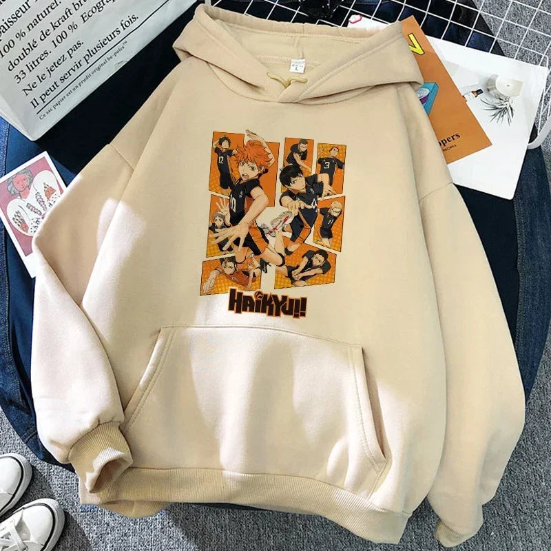 90s Japanese Anime Haikyuu Hoodies Women Funny Karasuno Fly High Graphic Streetwear  Fashion Male Sweatshirts Unisex Harajuku
