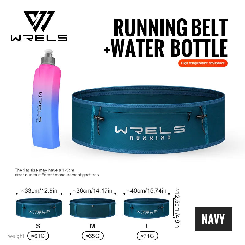 WRELS Running Fanny Pack Running Bag Waist Pack High Elasticity Breathable Lightweight Marathon Waist Bag Bottle Sports Jogging