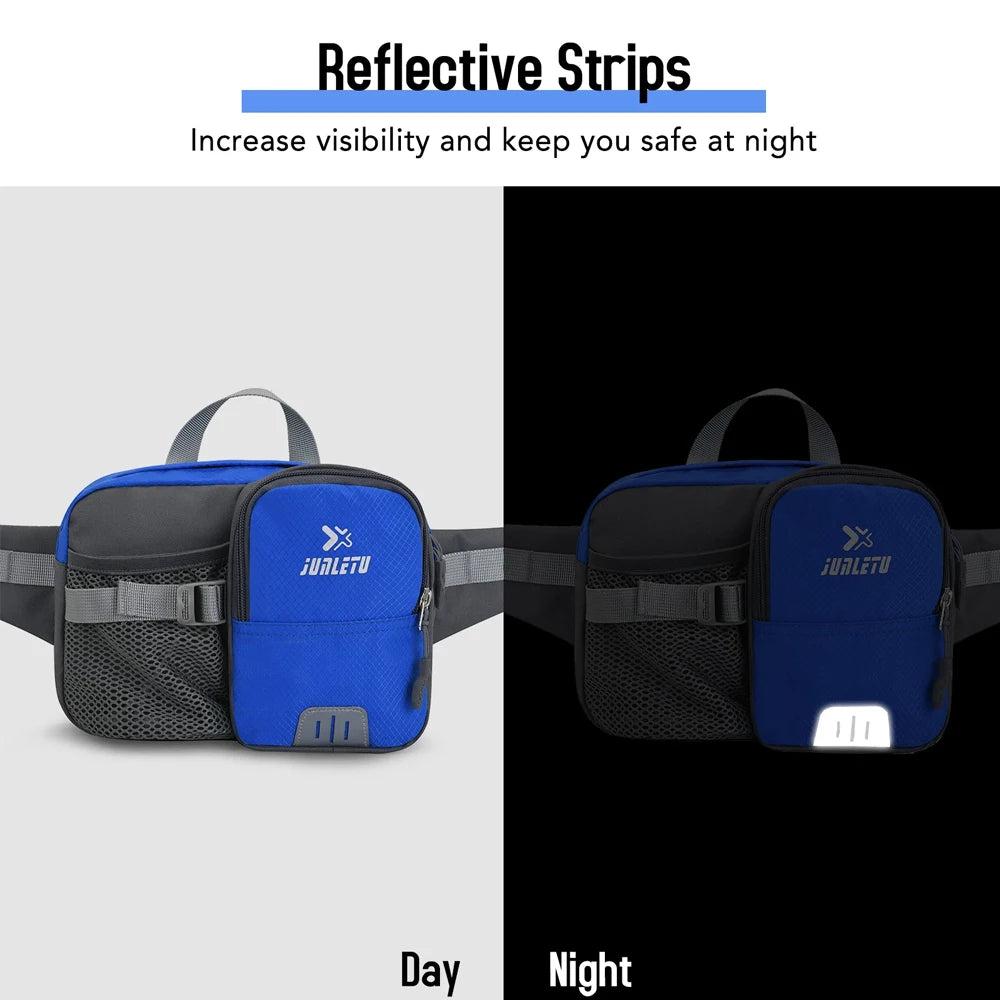 Water-Resistant Adjustable Fanny Pack with Bottle Holder & Multi-Pockets for Hiking, Running, Cycling, Travel, Outdoor