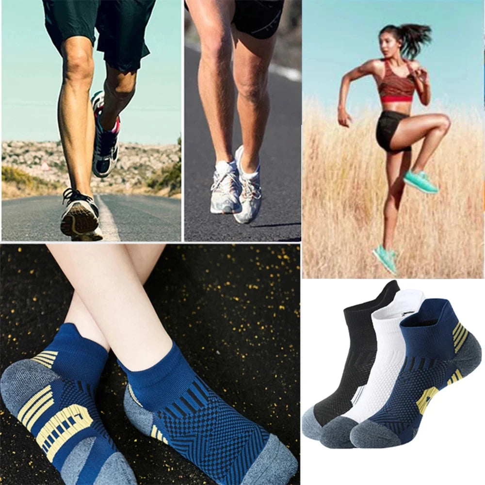 3Pair Professional Fitness Sports Socks Towel Bottom Non-Slip Running Socks Men Women Short Quick-Drying Basketball Training So