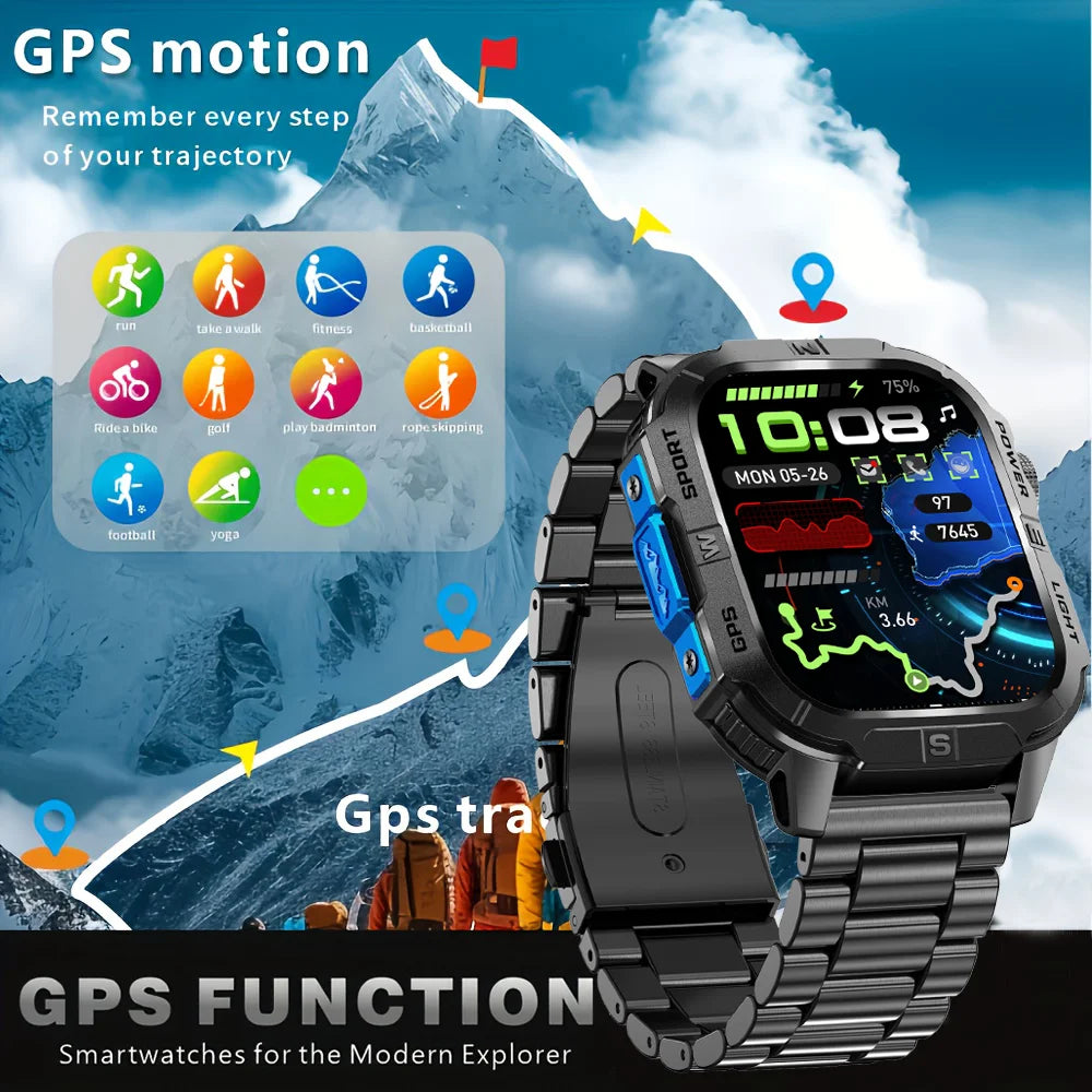 2026 Outdoor New 540mAh Battery T-Rex 3 Military Grade Smart Watch Men IP69K Waterproof GPS HD Bluetooth Call 100+Sports Watch