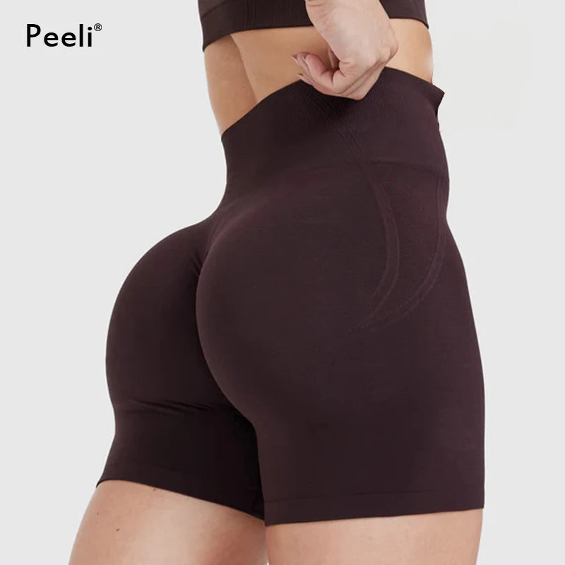 Effortless Seamless Shorts Women High Waist Workout Gym Shorts Scrunch Butt Yoga Shorts Athletic Tight Running Booty Biker Short