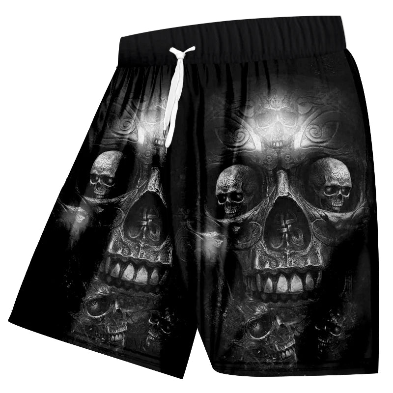 Men's swimming trunks 3D skull print beach shorts quick-drying outdoor leisure sports shorts swimwear fashion men's shorts