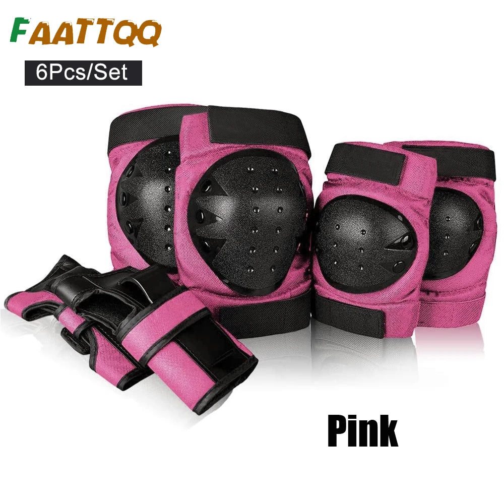 Kids/Adults Knee Pads Elbow Pads Wrist Guards, Adjustable Strap for Roller Skates Skateboard Inline Skatings Scooter Cycling
