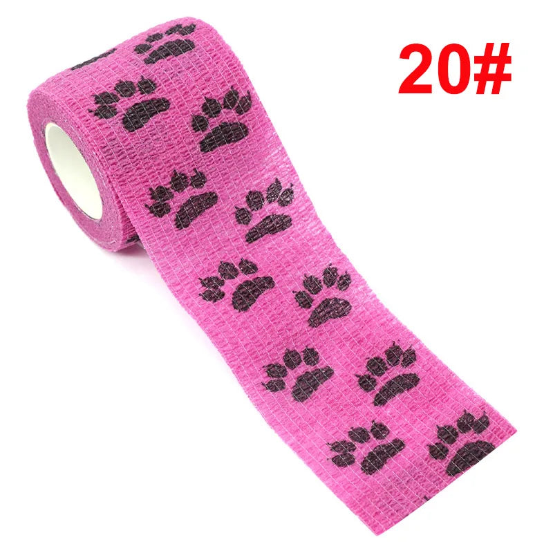 1 Pcs Printed Therapy Elastic Bandage Bands 4.8m Sports Colorful Self Adhesive Wrap Tape for Finger Joint Knee Animal Pet