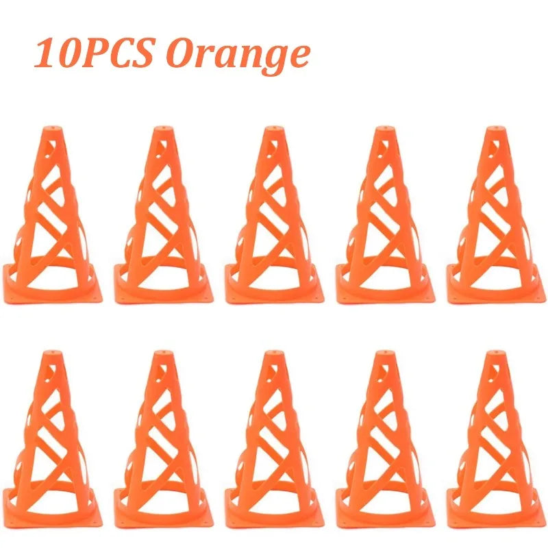 10Pcs 23CM Football Training Cones Soccer Sign Bucket Barrier Kids Adults Springback Marking Cup Symbol Sports Accessories