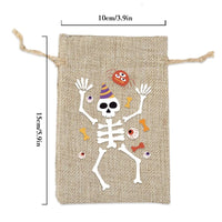 10pcs10X15cm Halloween Linen Drawstring Gift Bag Trick or Treat Party Children's Small Gifts Candy Packaging Storage Bag