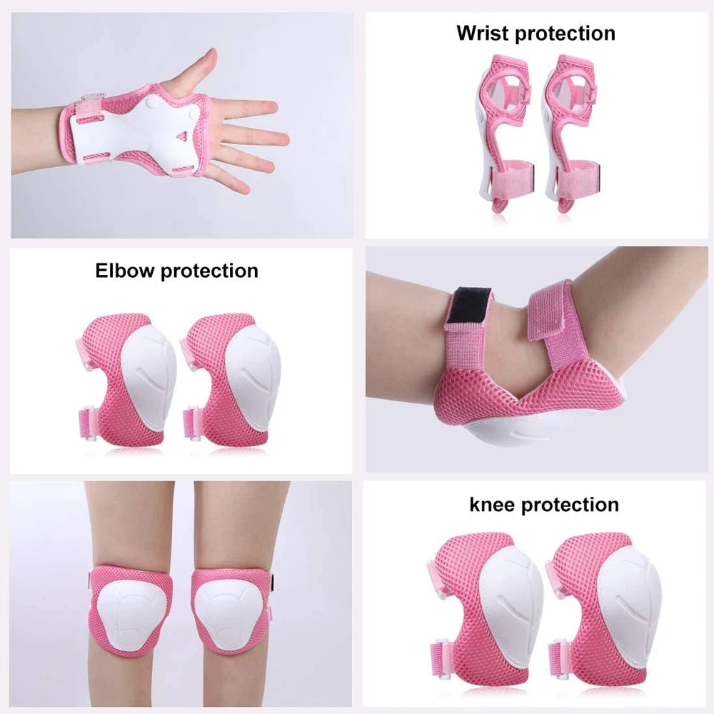 6Pcs/Set Protective Gears Set for Kids Children Knee Pad Elbow Pads Wrist Guards Child Safety Protector Kit for Cycling Skating