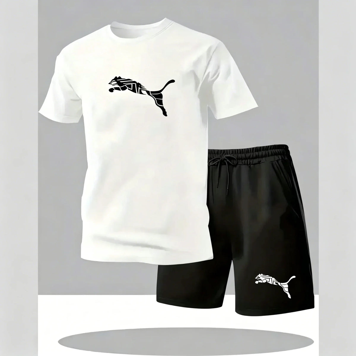 Men's new fashionable casual T-shirt shorts two-piece set 2026 men's summer outdoor sports breathable set breathable mesh