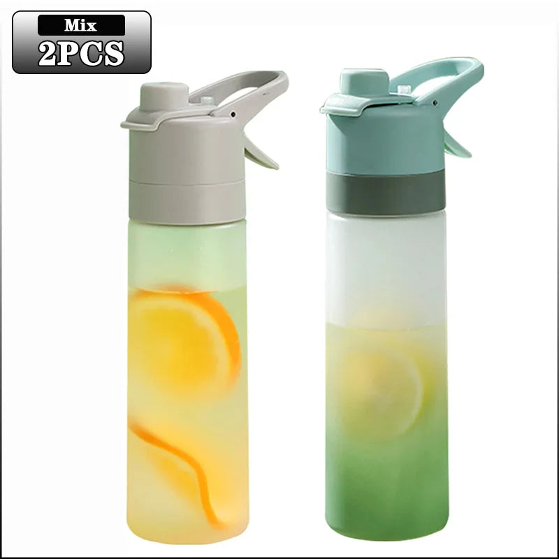 1-4PCS Large Capacity Spray Water Bottle with Straw Gradient Frosted Portable Outdoor Sports Travel Mist Sprayer Reusable Cup