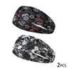 Elastic skull print sports headband, sweat-absorbent sports headband, unisex non-slip fitness headband, cycling street headband