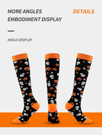 2 Pairs Funny Halloween Unisex Sports Compression Leg Socks Elastic Support Socks for Festival Daily Wear