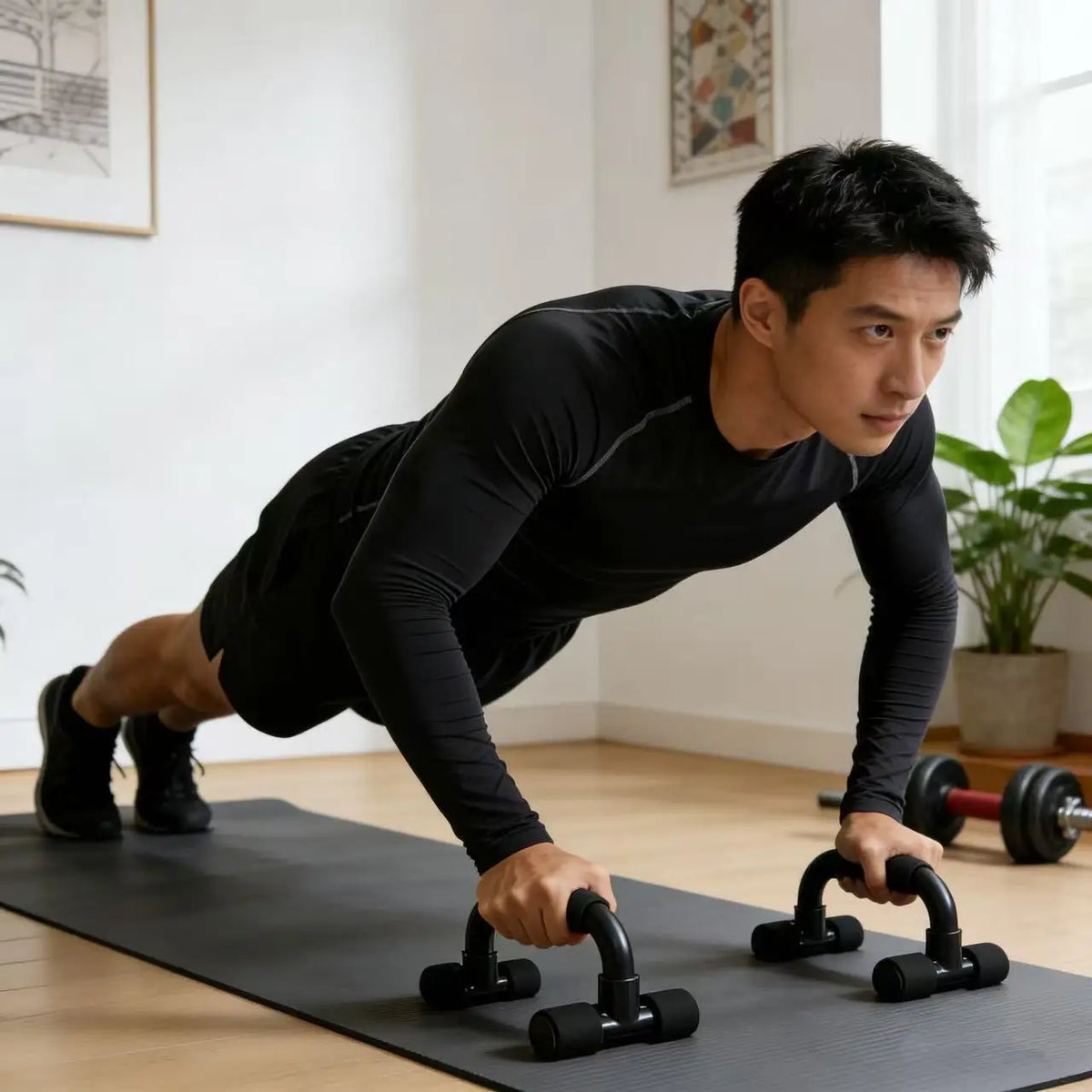 Ergonomic Foam Grip Pushup Stands, Portable Exercise Bar for Chest, Shoulders, and Core Muscles - Non-Slip, Lightweight, Durable