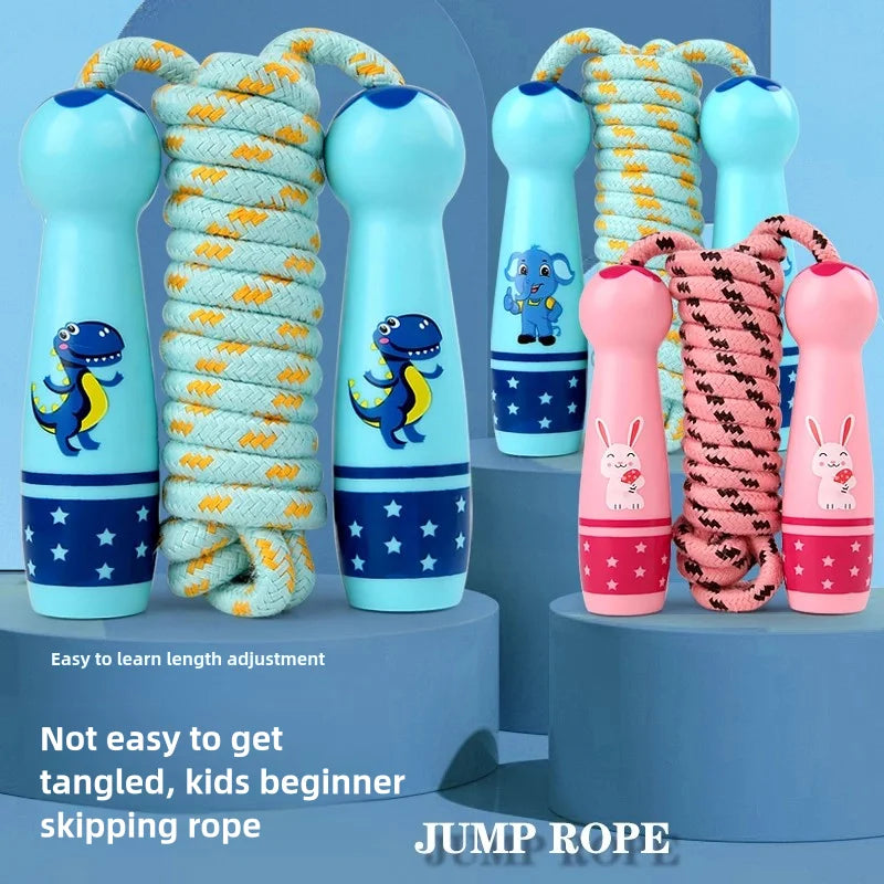 Children's Adjustable Cotton Jump Ropes Sport Fitness Lovely Cartoon Skipping Handle Fillet Design Outdoor Sports Toy