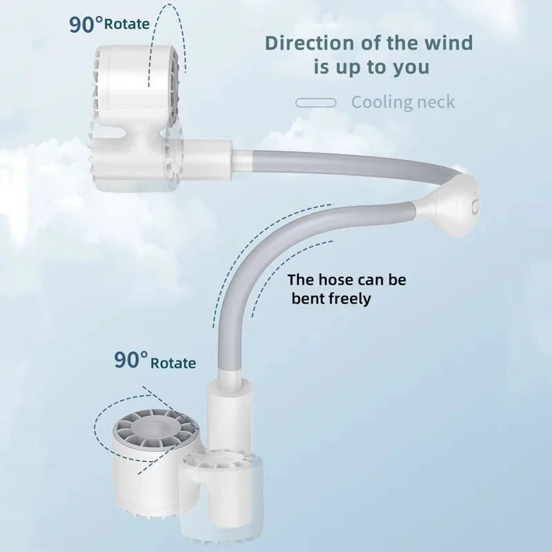 2026 Summer NEW Lightweight Neck Air Cooling Fan USB Rechargeable Outdoor Travel Sport Portable Wearable Mini Hanging Neck Fan