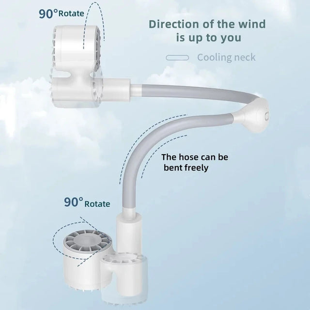 2026 Summer NEW Lightweight Neck Air Cooling Fan USB Rechargeable Outdoor Travel Sport Portable Wearable Mini Hanging Neck Fan