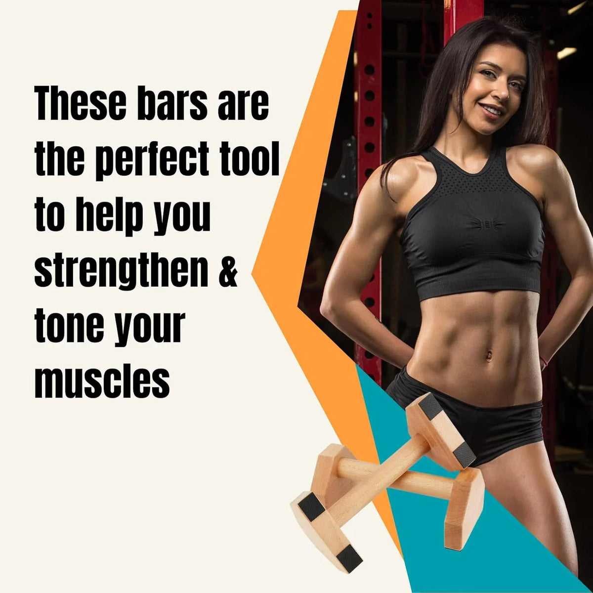 Strength Training Push-Up Stand 2pcs Anti-Slip Fitness Push Up Bar Workout Wooden Single and Double Bar for Abdominal Equipment