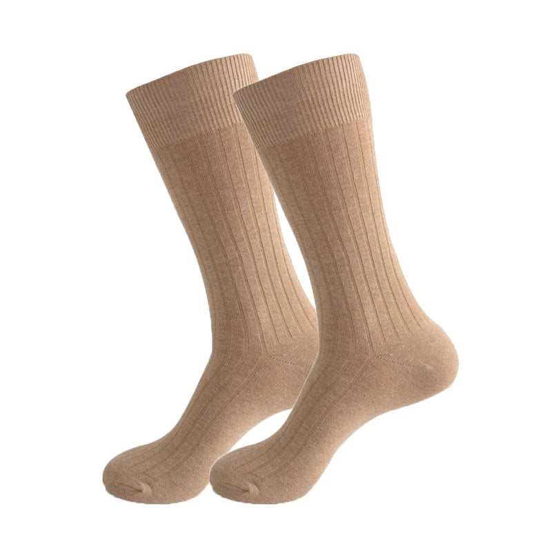 Mans Socks Long Plus Large Size Cotton Solid Striped Business Boneless Soft Breathable Sweat-Absorbing Party Dress Crew Socks