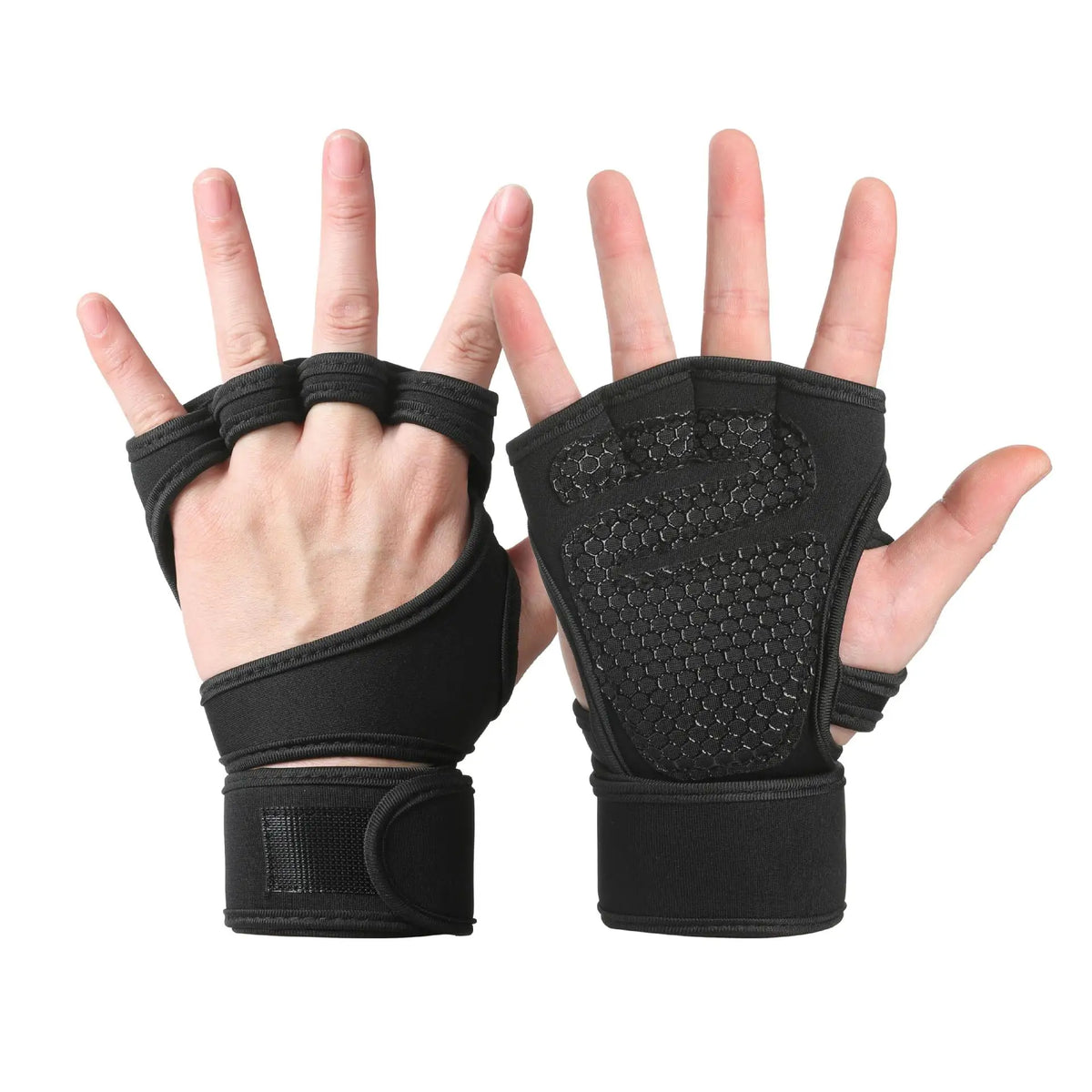 Half Finger Weight Training Gloves for Men Women Fitness Sports Wrist Palm Protector Gloves Anti-slip Gym Cycling Gloves Black